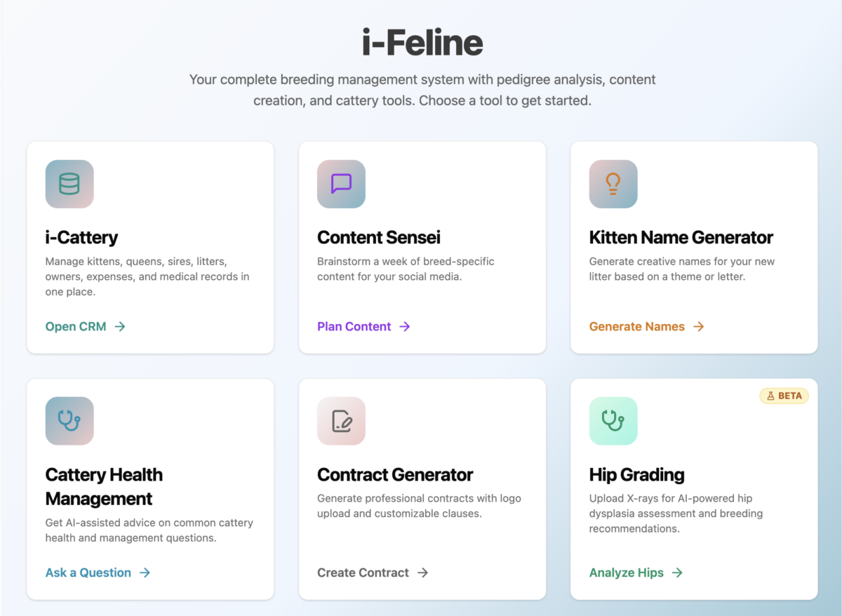 ifeline showing modules for cat breeders